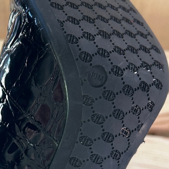 Antonio Melani Black Patent Leather Croc Embossed Ankle Booties - Picture 9 of 16